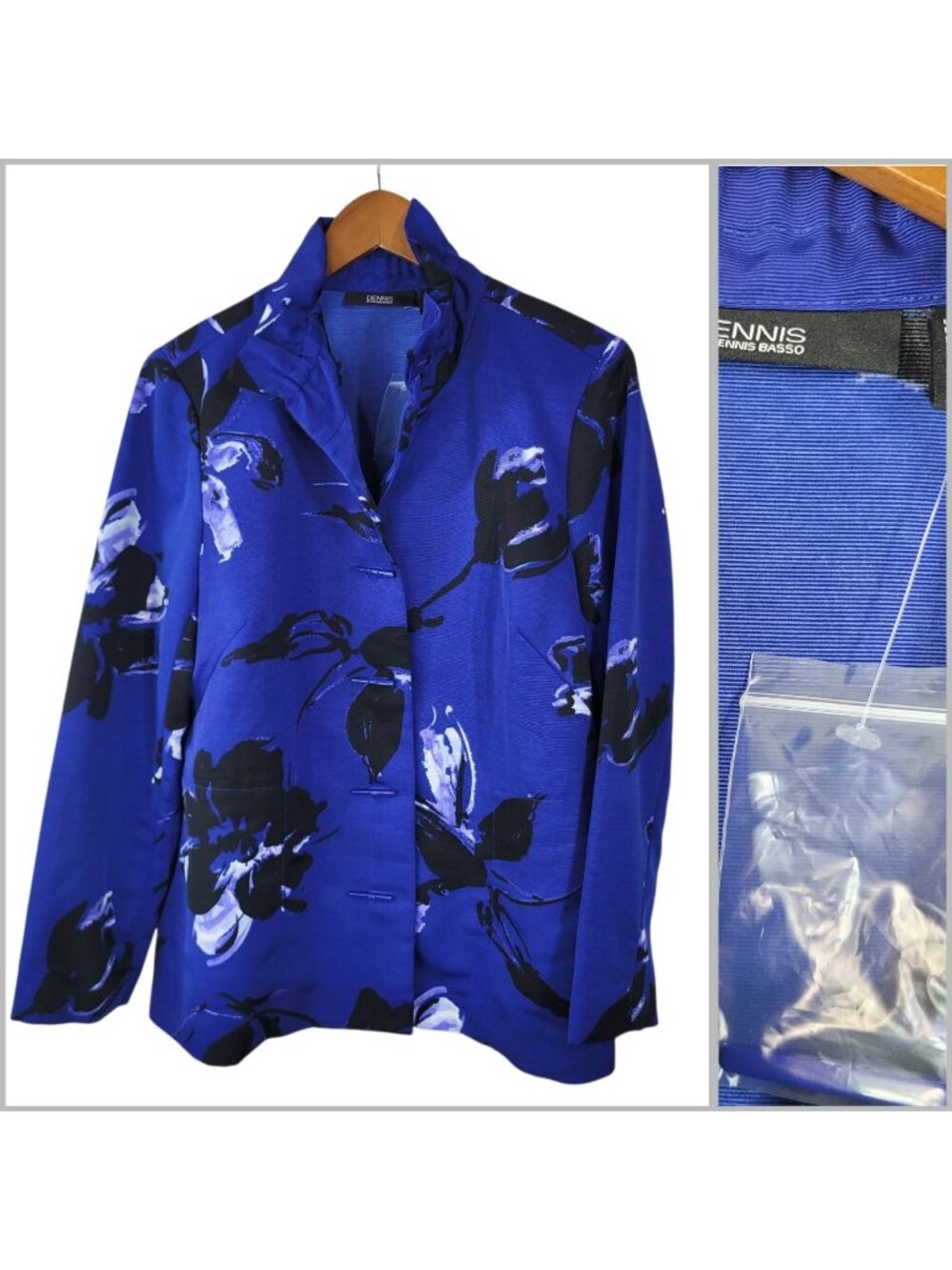 NEW Dennis Basso Blazer Jacket Size Small Floral Art To Wear Blue Event Evening